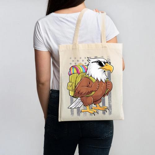 Eagle First Day Of School Teacher Back To School Eagle Canvas Tote Bag - teacherstshirts.com DE