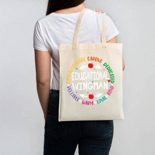 Educational Wingman Assistant Teaching a School Teacher Aide Canvas Tote Bag - teacherstshirts.com