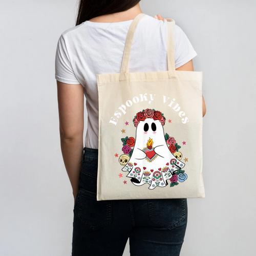 Espooky Vibes Maestra Halloween Spanish Mexican Teacher Canvas Tote Bag - teacherstshirts.com AU