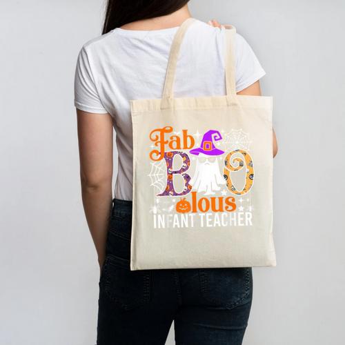 Fab Boo Lous Infant Teacher Halloween Costume Canvas Tote Bag - teacherstshirts.com CA