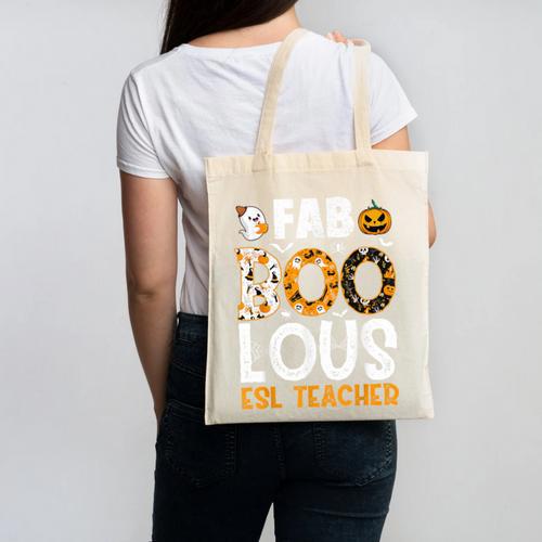 Faboolous ESL ESOL Teacher Spooky Teacher Halloween Costume For Men Women Canvas Tote Bag - teacherstshirts.com AU