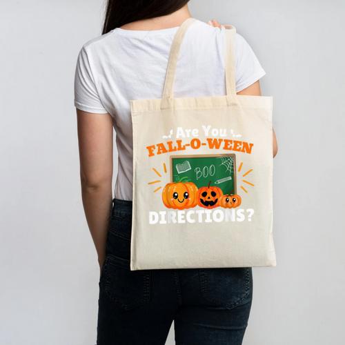 Are You Fall O Ween Directions Halloween Teacher Retro Canvas Tote Bag - teacherstshirts.com AU