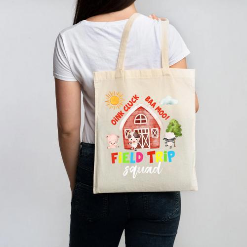 Farm Field Trip Squad Field Day 2025 Teachers Students Canvas Tote Bag - teacherstshirts.com UK