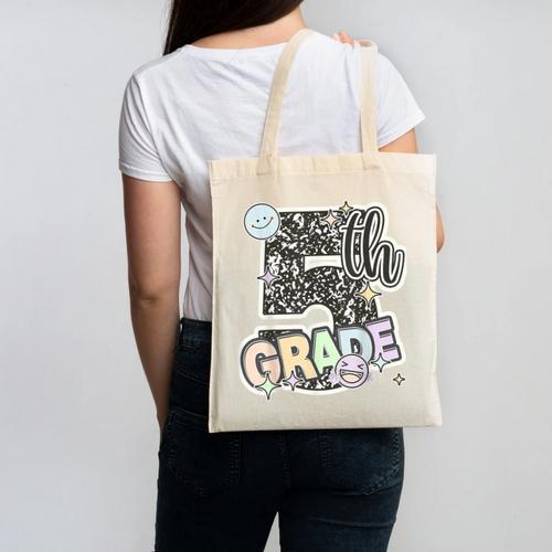 First Day Of Fifth Grade Composition Notebook Teacher Canvas Tote Bag - teacherstshirts.com DE