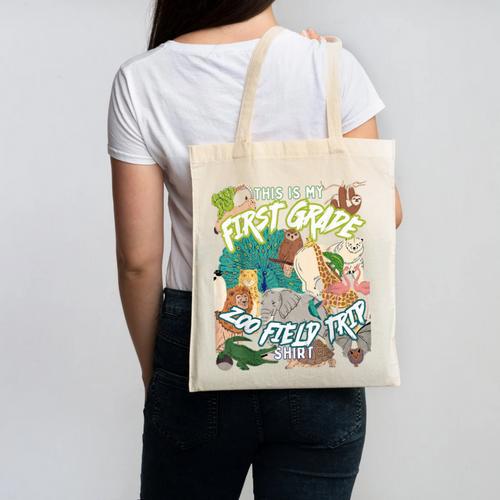 First Grade Zoo Field Trip Matching Student Teacher Class Canvas Tote Bag - teacherstshirts.com
