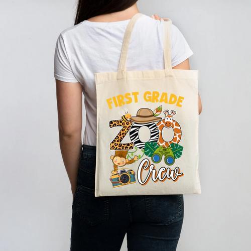 First Grade Zoo Field Trip Squad Matching Teacher Students Canvas Tote Bag - teacherstshirts.com