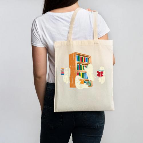 Ghosts Reading Books Teacher Halloween Librarian Boooks Canvas Tote Bag - teacherstshirts.com UK