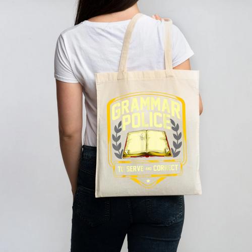Grammar Police To Serve And Correct English Teacher Canvas Tote Bag - teacherstshirts.com CA