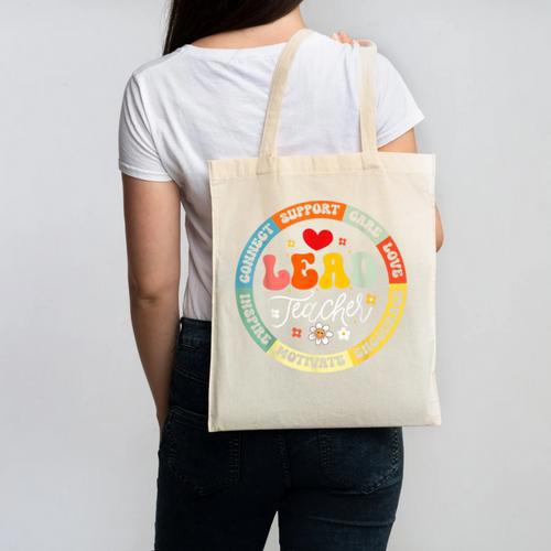 Groovy Lead Teacher Appreciation Back To School Canvas Tote Bag - teacherstshirts.com UK