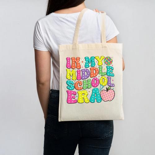 Groovy In My Middle School Era Back To School Teacher Canvas Tote Bag - teacherstshirts.com UK