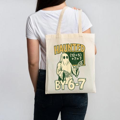 Halloween Costume Haunted By 67 Ghost Math Teacher Professor Canvas Tote Bag - teacherstshirts.com CA