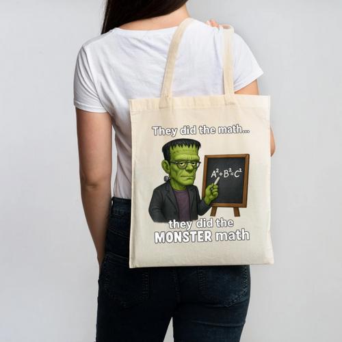 Halloween Monster Math Pun Teacher Humor Canvas Tote Bag - teacherstshirts.com CA