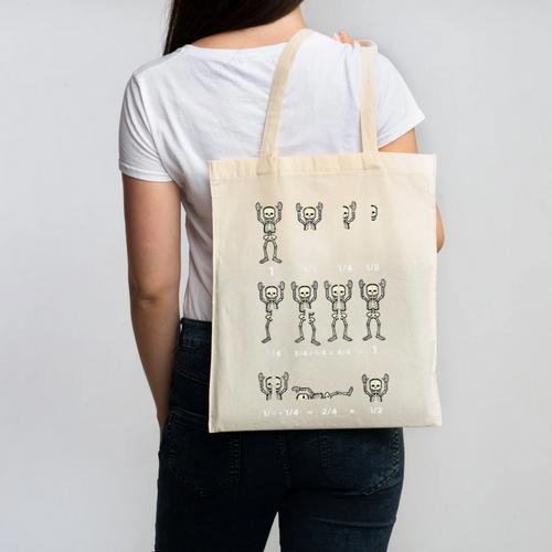 Halloween Skeleton Math Fraction Teacher Men Women Canvas Tote Bag - teacherstshirts.com AU