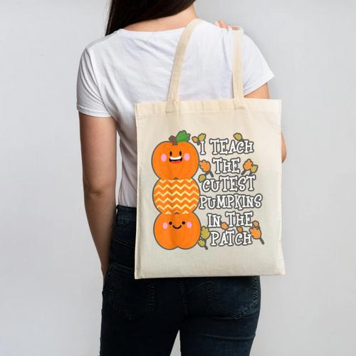 Halloween Teacher Shirt I Teach The Cutest Pumpkins In Patch Men Women Kids Canvas Tote Bag - teacherstshirts.com