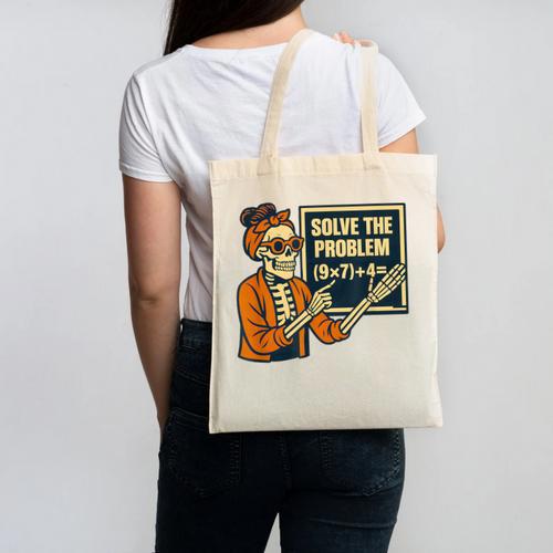 Halloween Teacher Six Seven Meme 6 7 Skeleton Spooky Costume Canvas Tote Bag - teacherstshirts.com DE
