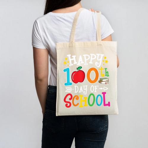Happy 100th Day Of School Teachers 100 Days Of School Kids Canvas Tote Bag - teacherstshirts.com AU
