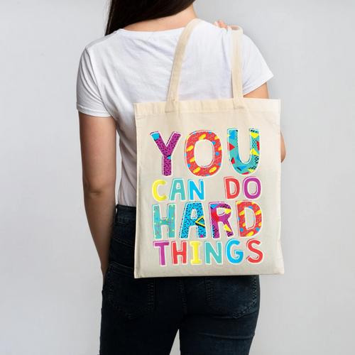 You Can Do Hard Things School Student Teachers Canvas Tote Bag - teacherstshirts.com DE