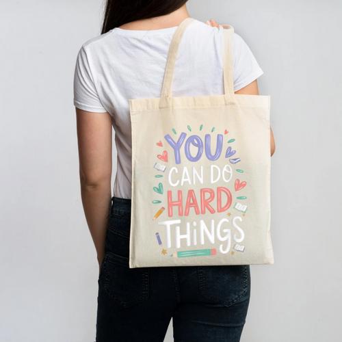 You Can Do Hard Things Test Day Teacher Kids Canvas Tote Bag - teacherstshirts.com DE