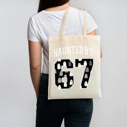 Haunted By 6 7 67 Six Seven Halloween Teacher Mom Canvas Tote Bag - teacherstshirts.com CA
