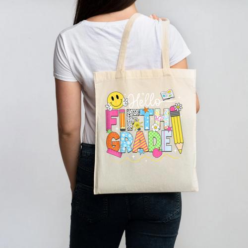 Hello Fifth Grade Team 5th Grade Back To School Teacher Kids Canvas Tote Bag - teacherstshirts.com AU