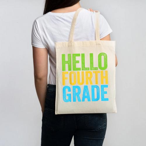 Hello Fourth Grade Shirt 4th Grade Boy Girl Student Teacher Canvas Tote Bag - teacherstshirts.com