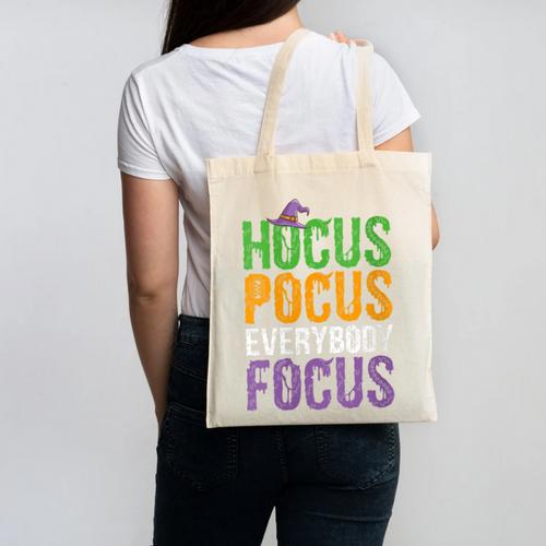 Hocus Pocus Everybody Focus Teacher Halloween Canvas Tote Bag - teacherstshirts.com CA