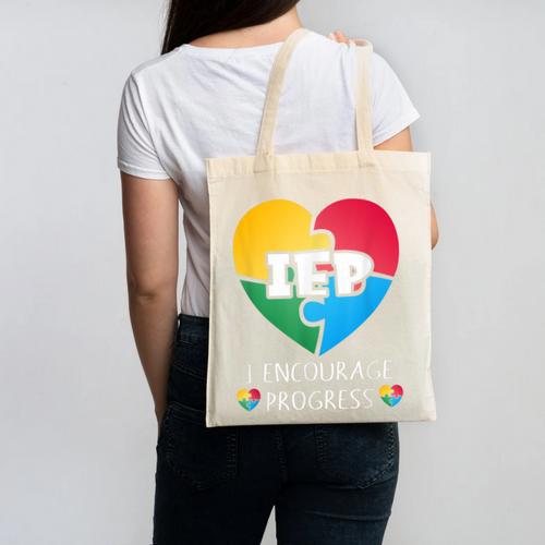 IEP I Encourage Progress Special Education School Teacher Canvas Tote Bag - teacherstshirts.com AU