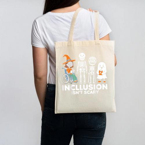 Inclusion Isn't Scary SLP Halloween Costume Sped Teacher Canvas Tote Bag - teacherstshirts.com AU
