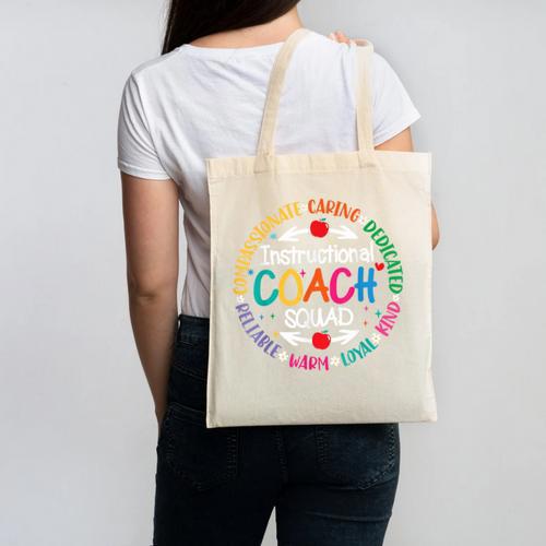 Instructional Coach Squad Teacher Assistant Support Team Canvas Tote Bag - teacherstshirts.com