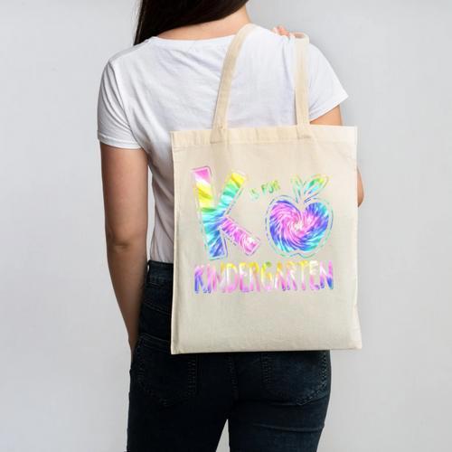 K Is For Kindergarten Teacher Tie Dye Back To School Kinder Canvas Tote Bag - teacherstshirts.com AU