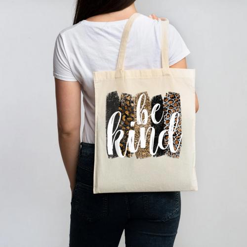Be Kind Women Inspirational Teacher Animal Print Canvas Tote Bag - teacherstshirts.com AU
