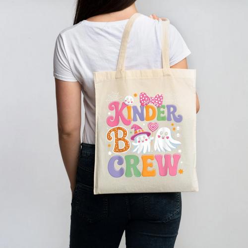 Kinder Boo Crew Kindergarten Teacher Student Halloween Canvas Tote Bag - teacherstshirts.com DE