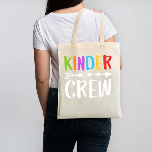 Kinder Crew Shirt Kindergarten Boy Girl Student Teacher Canvas Tote Bag - teacherstshirts.com AU