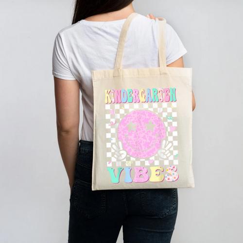 Kindergarten Vibes First Day Of School Kindergarten Teacher Canvas Tote Bag - teacherstshirts.com AU
