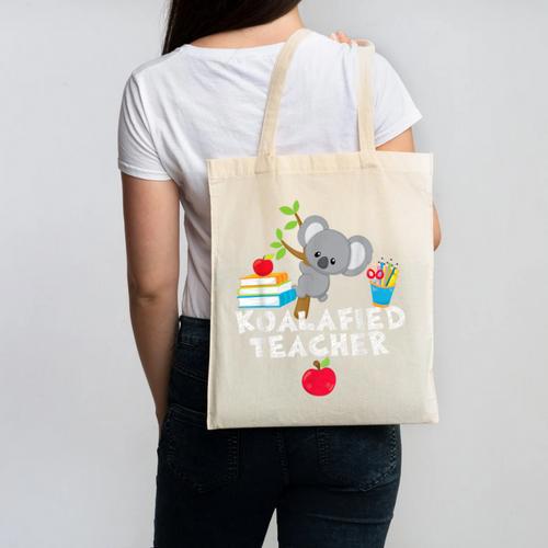 Koalafied Teacher Proud School Teacher Koala Cute T-Shirt Canvas Tote Bag - teacherstshirts.com AU