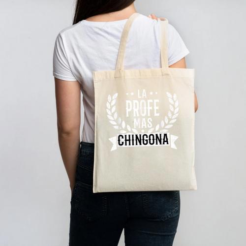 La Profe Mas Chingona Spanish Female Teacher Canvas Tote Bag - teacherstshirts.com CA