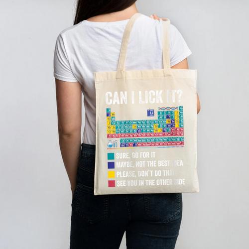 Can I Lick It Periodic Table Of Elements Science Teacher Canvas Tote Bag - teacherstshirts.com AU
