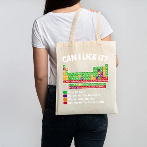 Can I Lick It Periodic Table Shirt Science Chemistry Teacher Canvas Tote Bag - teacherstshirts.com UK