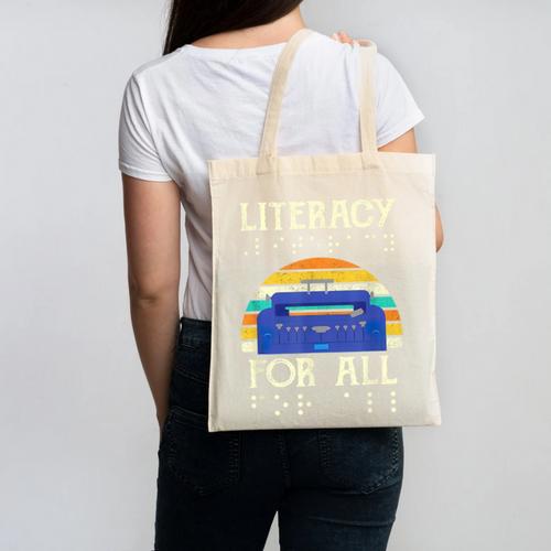 Literacy For All Visually Impaired Braille Teacher The Blind Canvas Tote Bag - teacherstshirts.com AU