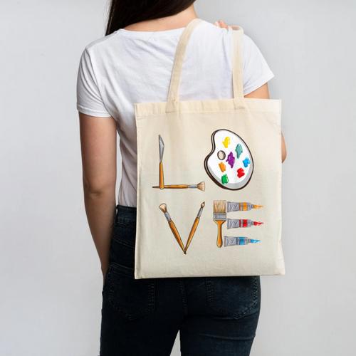 Love Art For Artist Art Teacher Canvas Tote Bag - teacherstshirts.com UK
