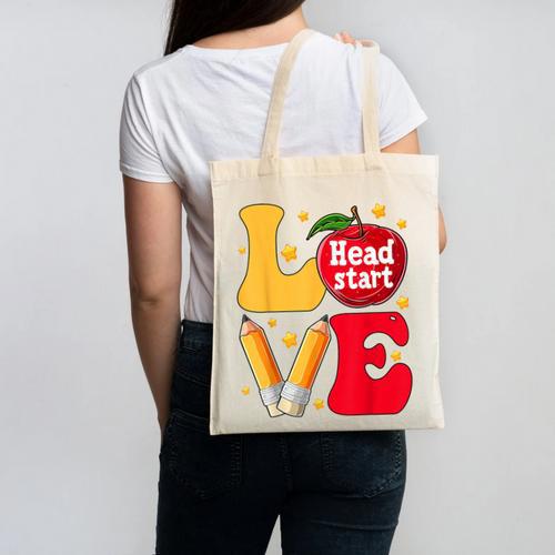 Love Headstart Head Start Teachers First Day Of School Canvas Tote Bag - teacherstshirts.com