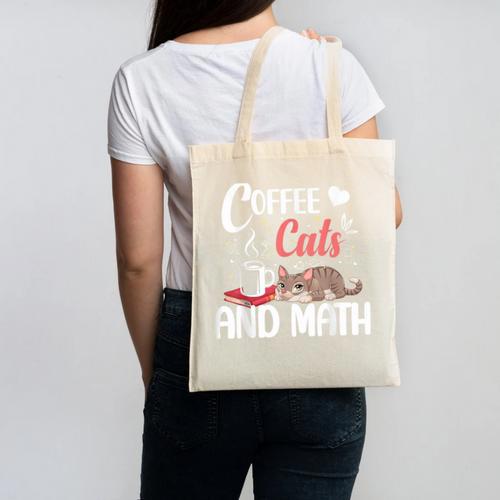 I Love Math Cats And Coffee Heart Mathematics Teacher Canvas Tote Bag - teacherstshirts.com DE