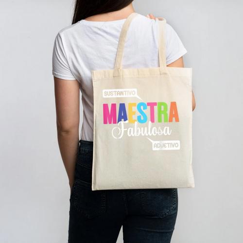 Maestra Fabulosa Bilingual Spanish Espanol Teacher School Canvas Tote Bag - teacherstshirts.com UK