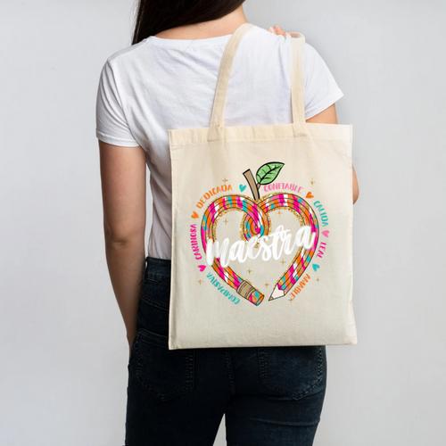 Maestra Pencil Spanish Teacher Bilingual 100 Days Of School Canvas Tote Bag - teacherstshirts.com AU