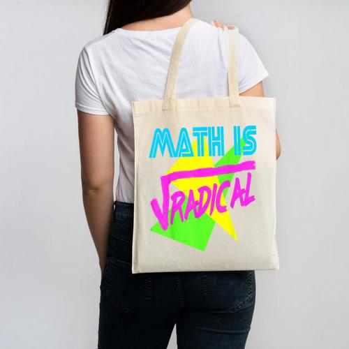 Math Is Radical Retro 80s Vintage Algebra Teacher Canvas Tote Bag - teacherstshirts.com