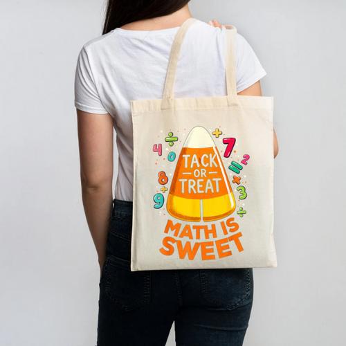 Math Teacher Halloween Costume Trick Or Treat Math Sweet Canvas Tote Bag - teacherstshirts.com UK