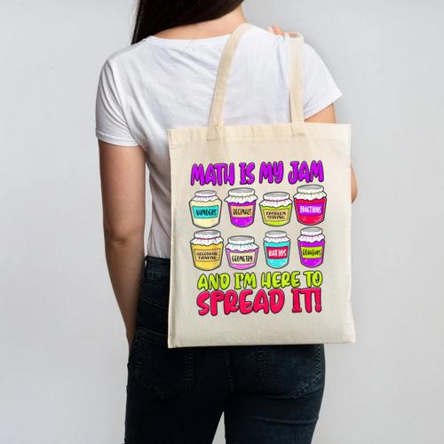 Math Teacher My Jam Here To Spread Mathematics Humor Canvas Tote Bag - teacherstshirts.com UK