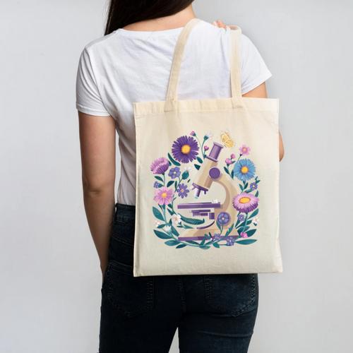 Microscope Flower Butterfly Biology Science Teacher Student Canvas Tote Bag - teacherstshirts.com AU