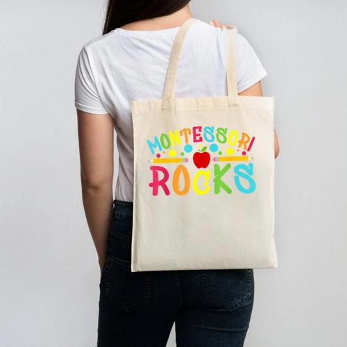 Montessori Rocks Montessori Teacher Back To School Canvas Tote Bag - teacherstshirts.com AU