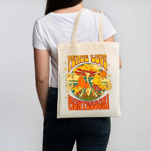 Montessori School Montessori Teacher Peace Love Montessori For Men Women Canvas Tote Bag - teacherstshirts.com AU